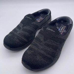 Skechers Relaxed Fit Black Knit Memory Foam Slip-On Sneakers Size 8